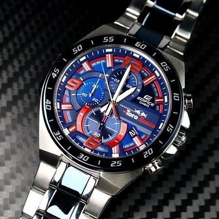 ساعة كاسيو اديفيس رجالية معدن فضى و ازرق كرونوغراف EFR-564TR-THE